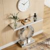Mirror console, modern sofa table, storage area, elegant display space