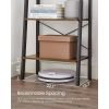 4-Tier Ladder Shelf Wall Ladder Bookshelf Bookcase Furniture Storage Rack Shelves, Rustic Brown and Black