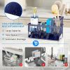 Navy Blue Sink Caddy Organzier with High Brush Holder, Sponge Holder for Sink, 304 Rustproof Stainless, Kitchen Countertop Soap Dispenser Organizer