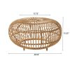 OTTAWA Coffee Table-Bohemian Faux Rattan Weave Accent Table for Indoor Outdoor Use, Handcrafted Round Side Table for Living Room, Patio, Garden