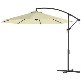 10 Cantilever Tilt Offset Patio Umbrella W UV & Water Safe Material & Cross Base Weight Not Included, Beige (Option: Beige)