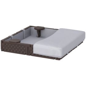 Kids Sandbox With Cover, 4 Corner Seats, Bottom Liner For Backyard, Garden, Outdoor, 47 X 47 X 9, Dark Brown (Option: Dark Brown)