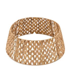 Handcrafted Openwork Woven Hyacinth Wicker Christmas Tree Collar - Rattan Xmas Tree Skirt & Stand Base Cover (Natural, 24 In) (Option: Defaulttitle)
