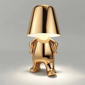 Creative lights for gift; Thinker Lamp Collection; Bedside Touch Control Table Lamp Cordless Led Nightstand Desk Lamp Creative Golden Man with Di (Style: Mr C)