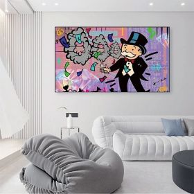 Hand Painted Oil Painting Street Art Abstract Alec Monopoly Painting Modern Living Room Hallway Bedroom Luxurious Decorative Painting (Style: 01, size: 60x90cm)