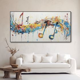 Handmade Oil Paintinf Original Beating Notes Oil On Canvas Hand Painted Musical Melody Painting Wall Artwork Singing Painting Modern Abstract Hom (Style: 01, size: 80x160cm)