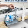 Sink Caddy Organzier with High Brush Holder, Sponge Holder for Sink, 304 Rustproof Stainless, Kitchen Countertop Soap Dispenser Organizer