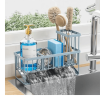 Sink Caddy Organzier with High Brush Holder, Sponge Holder for Sink, 304 Rustproof Stainless, Kitchen Countertop Soap Dispenser Organizer
