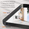 Fog and break-resistant bathroom mirror with rectangular frame, tempered glass and rounded corners Living room and bedroom wall mirror