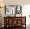 Fog and break-resistant bathroom mirror with rectangular frame, tempered glass and rounded corners Living room and bedroom wall mirror