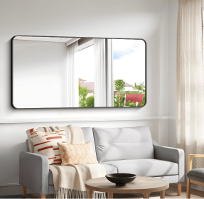 Fog and break-resistant bathroom mirror with rectangular frame, tempered glass and rounded corners Living room and bedroom wall mirror (AAR5076H38*38: AAR5076H40*32)