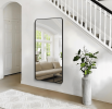 Fog and break-resistant bathroom mirror with rectangular frame, tempered glass and rounded corners Living room and bedroom wall mirror