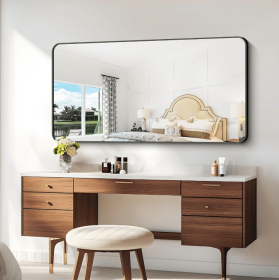 Fog and break-resistant bathroom mirror with rectangular frame, tempered glass and rounded corners Living room and bedroom wall mirror (AAR5076H38*38: AAR5076H40*36)