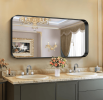Fog and break-resistant bathroom mirror with rectangular frame, tempered glass and rounded corners Living room and bedroom wall mirror
