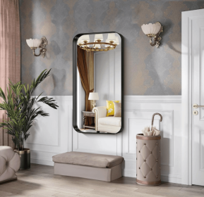 Fog and break-resistant bathroom mirror with rectangular frame, tempered glass and rounded corners Living room and bedroom wall mirror (AAR5076H38*38: AAR5076H72*40)