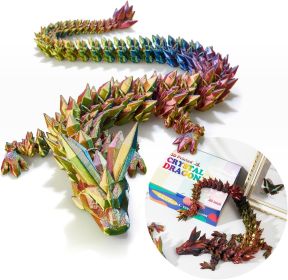 30" Large 3D Printed Dragon,Flexible Articulated Crystal Dragon Fidget Toy,Cool Big Dragon Toy (Color: Gold Red Blue)