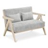Loveseat Sofa for Small Spaces with Throw Pillows Rubber Wood Frame Padded Seat