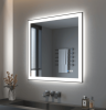 Tempered Glass Frame Mirror for Bedroom, 20 "x28" Triple Color Temperature/RGB, Smart Touch Button Lighting Control