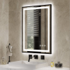 Tempered Glass Frame Mirror for Bedroom, 20 "x28" Triple Color Temperature/RGB, Smart Touch Button Lighting Control