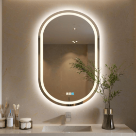 Tempered Glass Frame Mirror with Anti-Fog and Anti-Shatter Features,20"x28" Rectangular Wall-Mounted Bathroom Mirror (PS17-70: PS17-70)