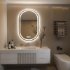 Tempered Glass Frame Mirror with Anti-Fog and Anti-Shatter Features,20"x28" Rectangular Wall-Mounted Bathroom Mirror