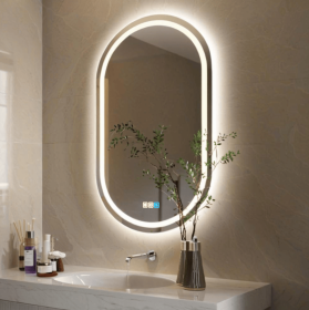 Tempered Glass Frame Mirror with Anti-Fog and Anti-Shatter Features,20"x28" Rectangular Wall-Mounted Bathroom Mirror (PS17-70: PS17-90)