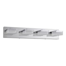 Modern Chrome LED Vanity Light, 4-Lights Wall Sconce for Bathroom and Mirror, Sleek Minimalist Design, Energy-Efficient, Easy to Install (Material: Iron, Color: Chrome)