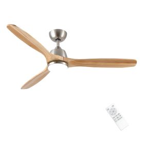 52 in. Integrated LED Farmhouse Indoor/Outdoor Nickel Smart Ceiling Fan with Remote Control (Material: Metal+Solid wood, Color: Nickel)