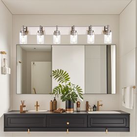 6-Light Bathroom Vanity Light, Modern Matte Black/ Brushed Nickel Wall Sconce Lighting with Clear Glass Shade (Color: Brushed Nickel)