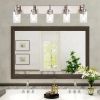 5-Light Bathroom Vanity Light, Modern Matte Black/ Brushed Nickel Wall Sconce Lighting with Clear Glass Shade