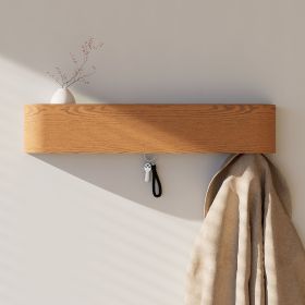 solid wood wall-mounted coat rack with hooks, space-saving modern design, suitable for living rooms and bedrooms (Color: Natural wood)