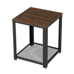Modern Industrial Metal Wood Nightstand Side Table with Mesh Shelf (SKU: MISNV14289387)