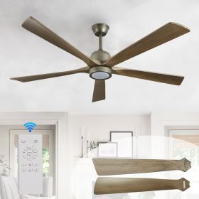 60" Modern Wood Ceiling Fan with Light and Remote Control,6-Speed Noiseless Reversible DC Motor, Ceiling Fan for Kitchen Dinning Living Room (Color: as Pic)