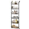 6 Tier Over Door Pantry Organizer Hanging Hooks Door Storage Rack Carbon Steel Basket 62.99in Over Door Shelf for Kitchen Bathroom