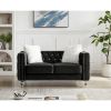 Velvet Upholstery Tufted Sofa Crystal Feet Loveseat Removable Cushion