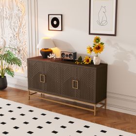 Retro Style Sideboard with Adjustable Shelves,Rectangular Metal Handles and Legs for Kitchen,Living room,and Dining Room (Material: MDF, Color: Espresso)