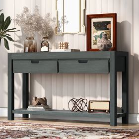 Console Table Entryway Table for Hallway Living Room with 2 Drawers and 1 Shelf (Material: MDF, Color: Antique Green)