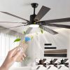 72" Walnut LED Ceiling Fan Light with 8 Wooden Blades, Remote Control, Adjustable Color Temperature for Living Room, Bedroom