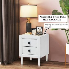 2PCS Nightstand W/2 Drawer Multipurpose (Color: White)