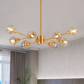 28" Modern Crystal Chandeliers, 9 Lights Golden Chandelier for Living Room Bedroom, Dining Room Chandelier Over Table (Color: as Pic)