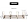 Vanity Light Fixtures 3 Light Modern Wall Sconces Lighting Black Bathroom Lights Wall Mounted with Hammered Glass Shade