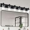 Rustic Wall Light Fixture in Matte Black Finish, 2/3/4/5/6 Light Bathroom Vanity Lighting with Clear Glass Shade