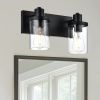 Rustic Wall Light Fixture in Matte Black Finish, 2/3/4/5/6 Light Bathroom Vanity Lighting with Clear Glass Shade