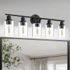 5-Light Bathroom Light Fixtures, Brushed Nickel Modern Vanity Lights Over Mirror with Clear Glass Shade