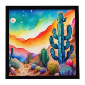 Cactus in Color Framed Metal Print Bathroom, Kitchen, Office, Home Decor Wall Art Ready to Hang, Square, 8X8 (Default: Default)