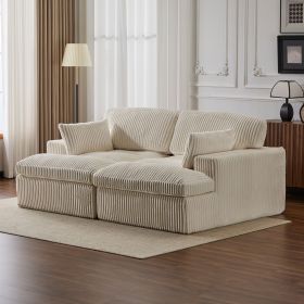 Double Chaise Lounge Chair Indoor,Oversized Upholstered Sleeper Cloud Couch,Deep Seat Luxury Sofa Bed,Sectional Sofa Chaise Love-seat (Color: White)