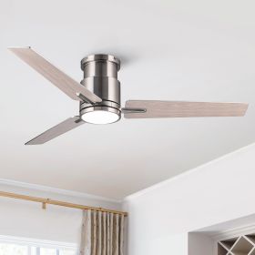 52 in. Integrated LED Farmhouse Indoor/Outdoor Nickel Smart Ceiling Fan with Remote Control (Material: Metal+Plywood, Color: Nickel)