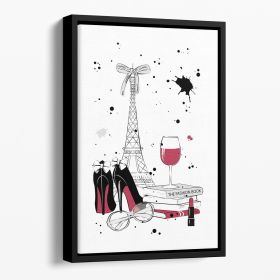 Living in Paris Floating Framed Canvas (Color: Black, size: 16" x 12" / 42cm x 30cm approx)