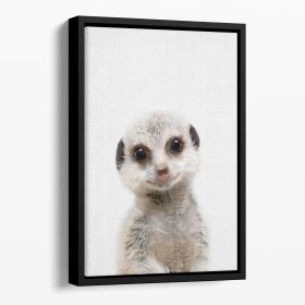 Peekaboo Baby Meerkat Floating Framed Canvas (Color: Black, size: 12" x 8" / 30cm x 20cm approx)