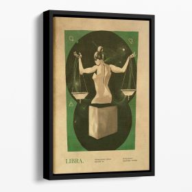 Libra Celestial Equilibrium Art Floating Framed Canvas (Color: Black, size: 12" x 8" / 30cm x 20cm approx)